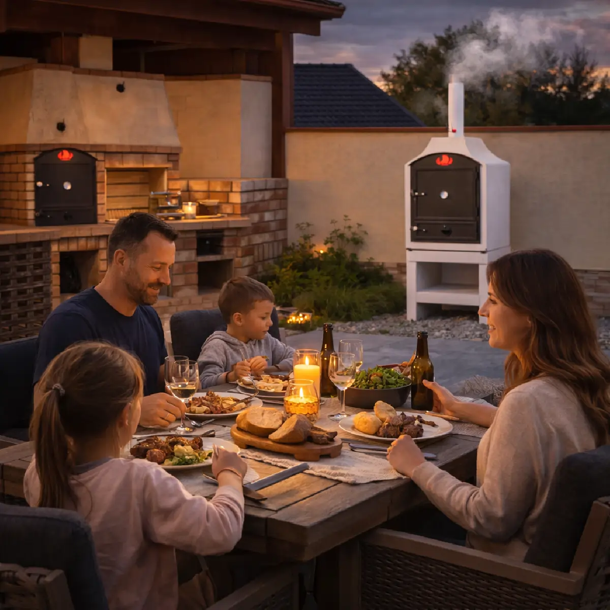 Záhradná kuchyňa s murovanou pecou – pevná inštalácia a dlhý režim nahrievania