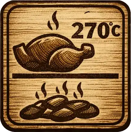 Ikona priameho grilovania pri teplote 270 stupňov