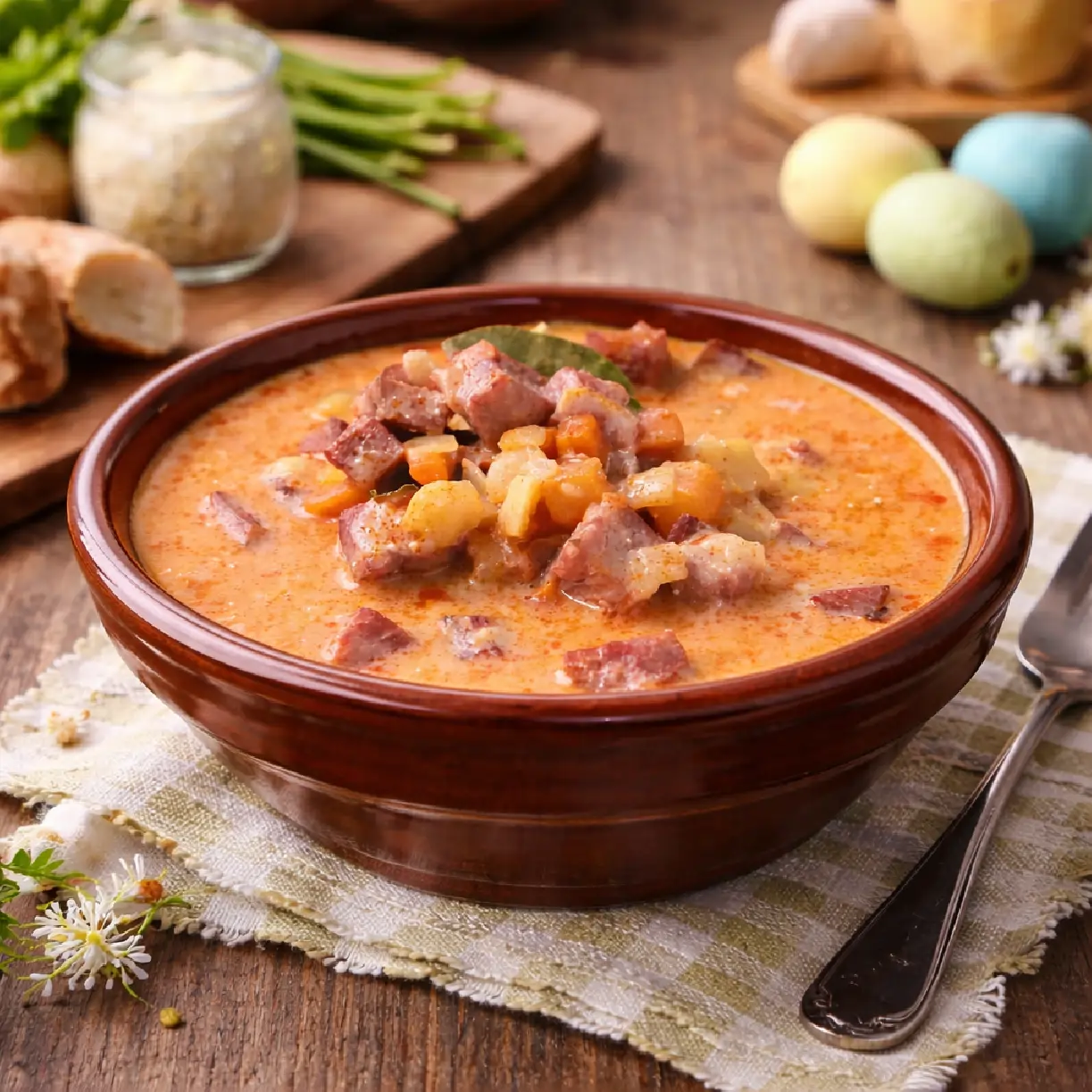 Šunková polievka zo šunkového vývaru